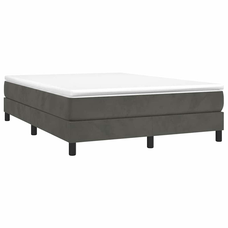 Box Spring Bed Frame Dark Grey Queen Velvet