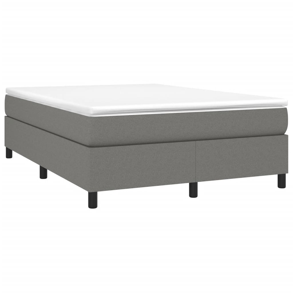 Box Spring Bed Frame Dark Grey Double Fabric