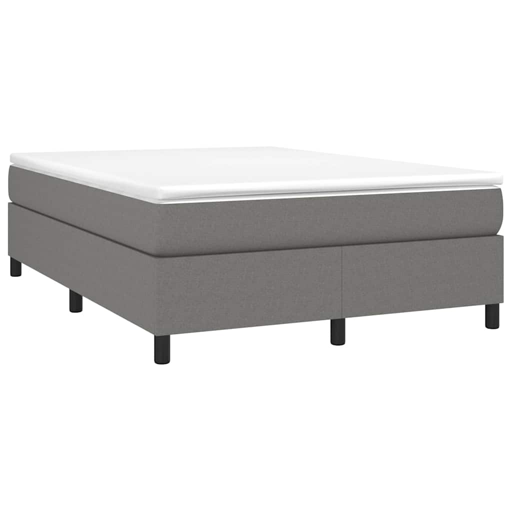 Box Spring Bed Frame Dark Grey Queen Fabric