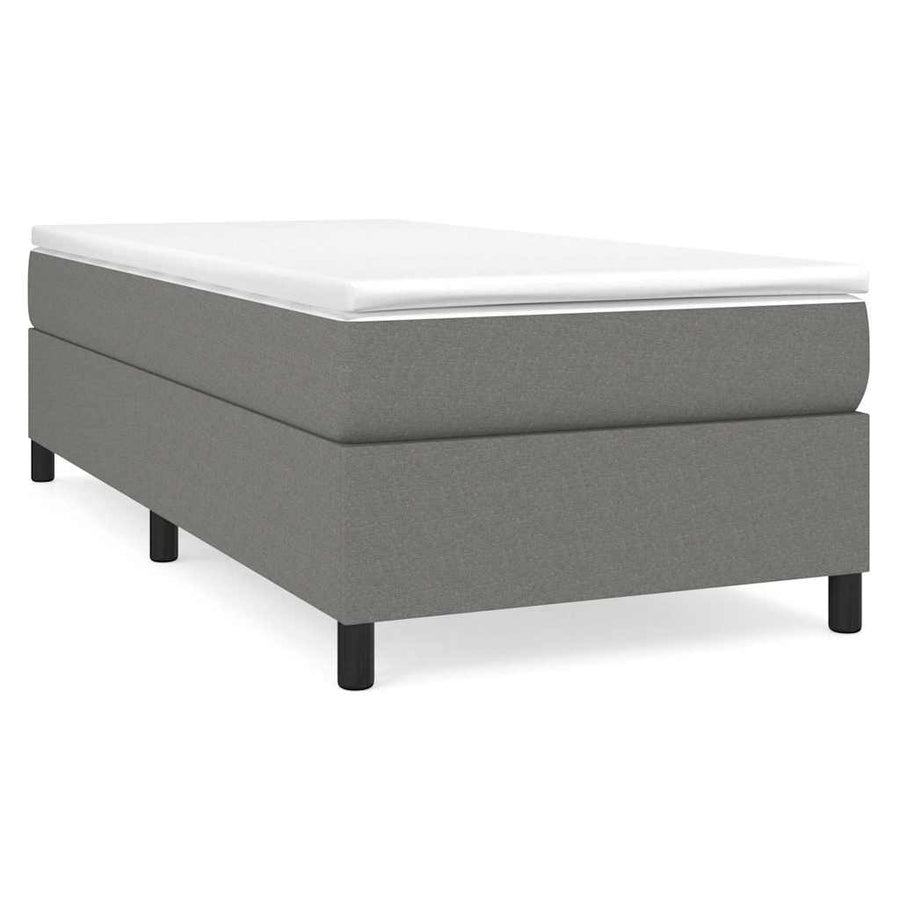 Box Spring Bed Frame Dark Grey 107x203 cm King Single Fabric