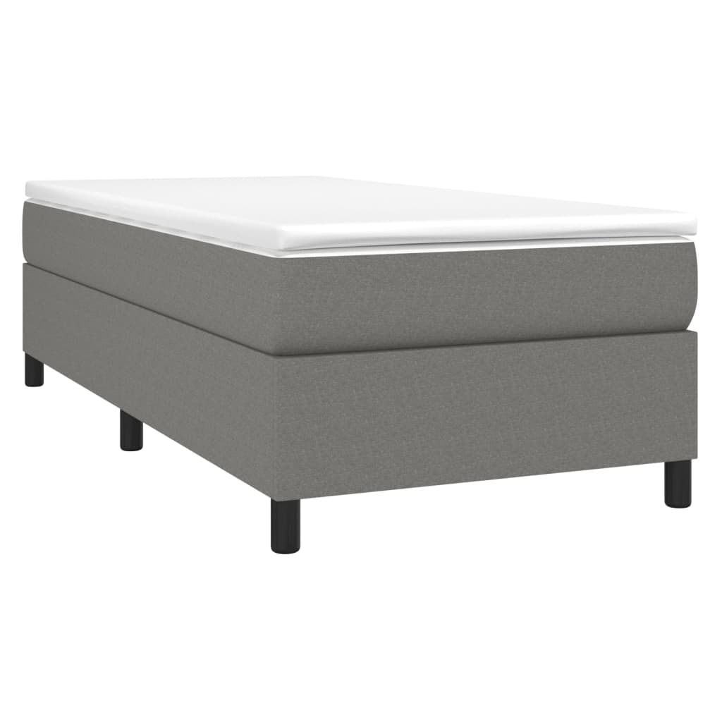 Box Spring Bed Frame Dark Grey 107x203 cm King Single Fabric