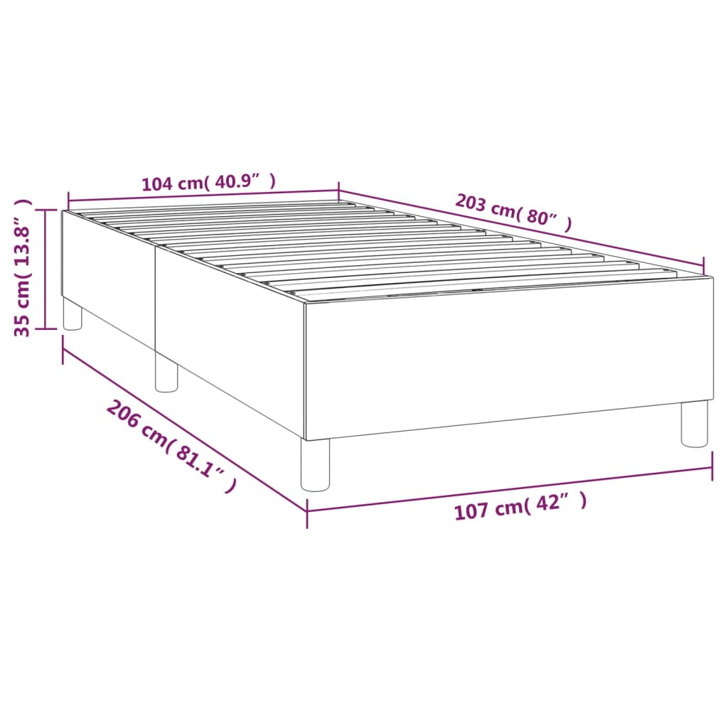 Box Spring Bed Frame Dark Grey 107x203 cm King Single Fabric