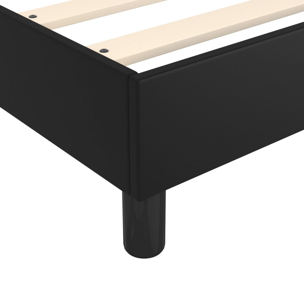 Box Spring Bed Frame Black Queen Faux Leather