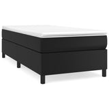 Box Spring Bed Frame Black King Single Faux Leather - Front View