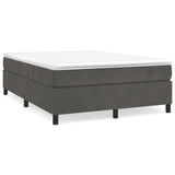 Box Spring Bed Frame Dark Grey Queen Velvet - Front View