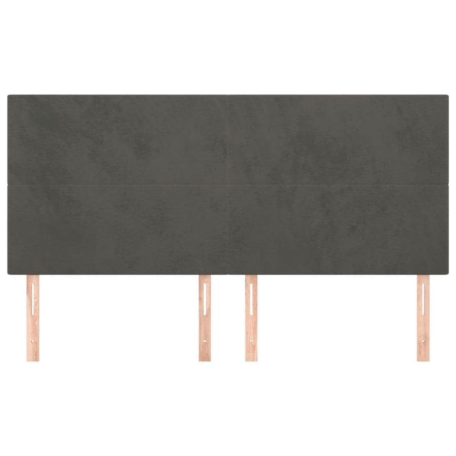 Headboards 4 pcs Dark Grey 100 cm Velvet