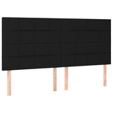 Headboards 4 pcs Black 100x5x78/88 cm Fabric - Front View
