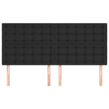 Headboards 4 pcs Black 100x5x78/88 cm Faux Leather - Side View