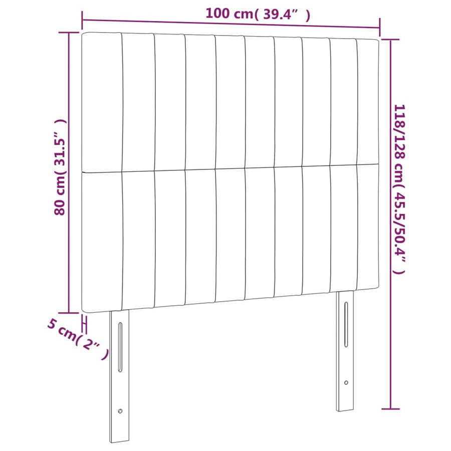 Headboards 2 pcs Dark Grey 100 cm Fabric