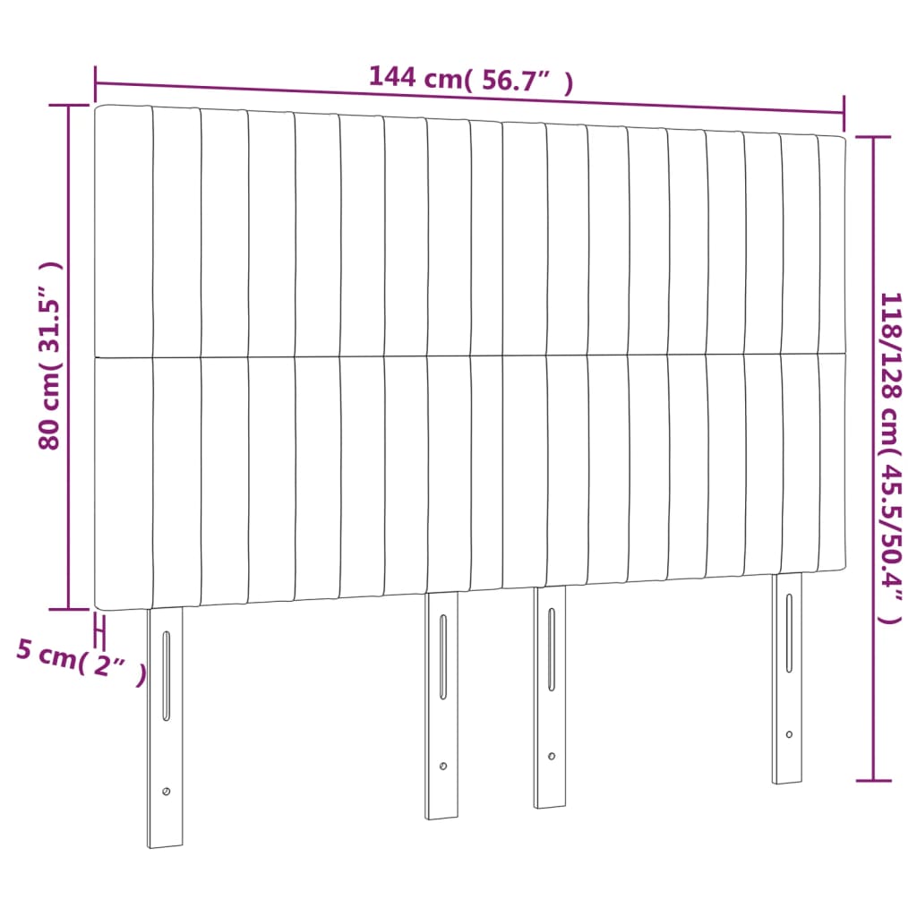 Headboards 4 pcs Dark Grey 72 cm Fabric