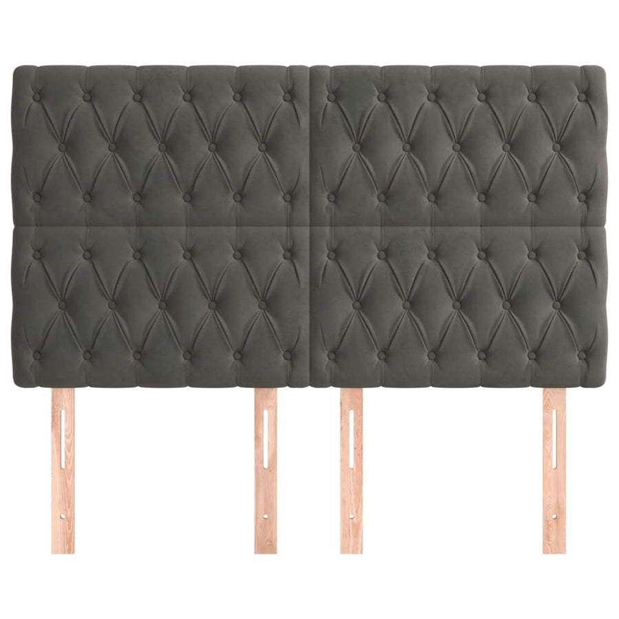 Headboards 4 pcs Dark Grey 72 cm Velvet
