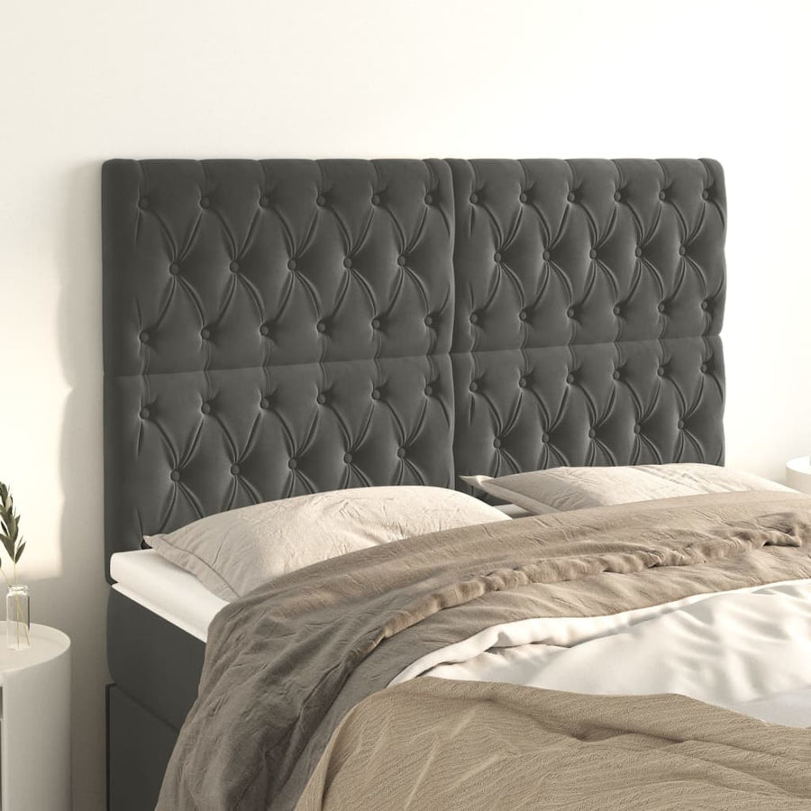 Headboards 4 pcs Dark Grey 72 cm Velvet
