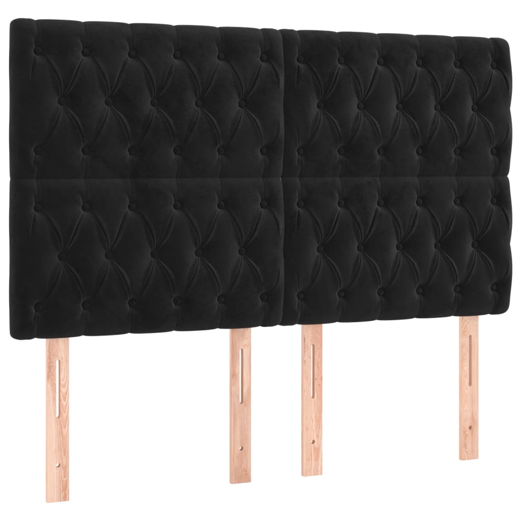 Headboards 4 pcs Black 80 cm Velvet