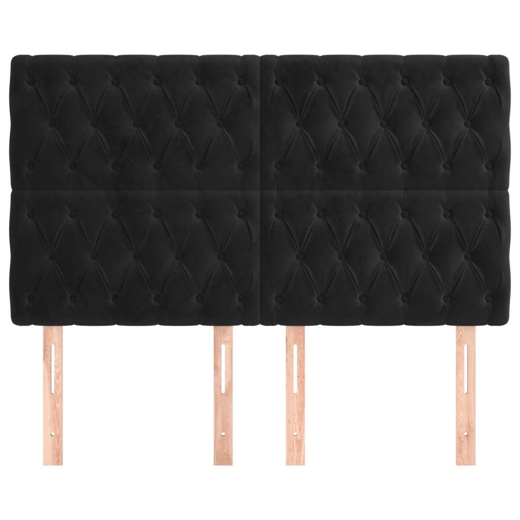 Headboards 4 pcs Black 80 cm Velvet