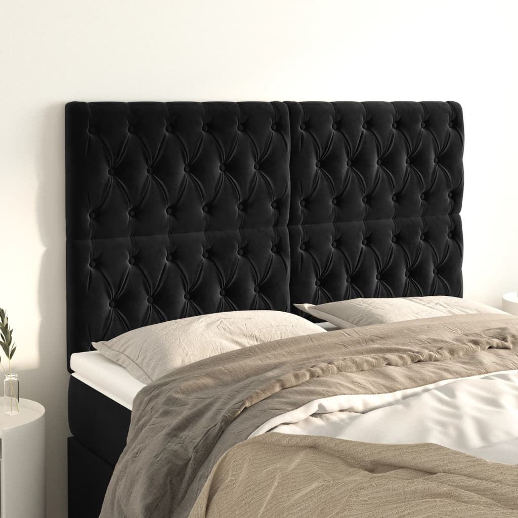 Headboards 4 pcs Black 80 cm Velvet