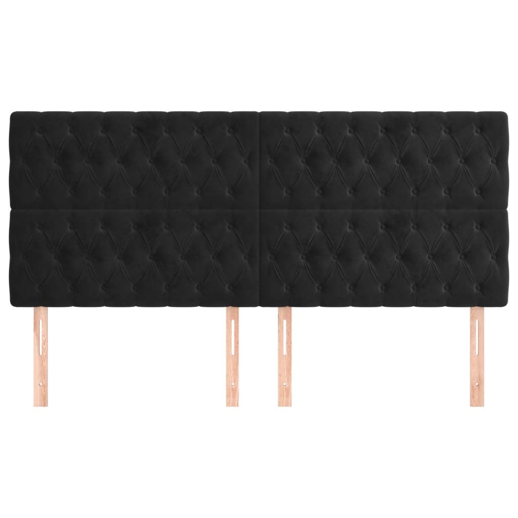 Headboards 4 pcs Black 100 cm Velvet