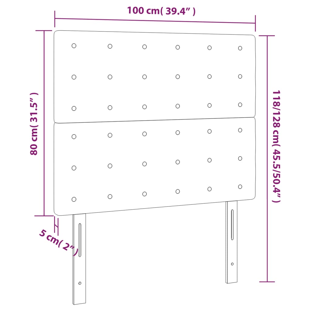 Headboards 2 pcs Black 100 cm Fabric
