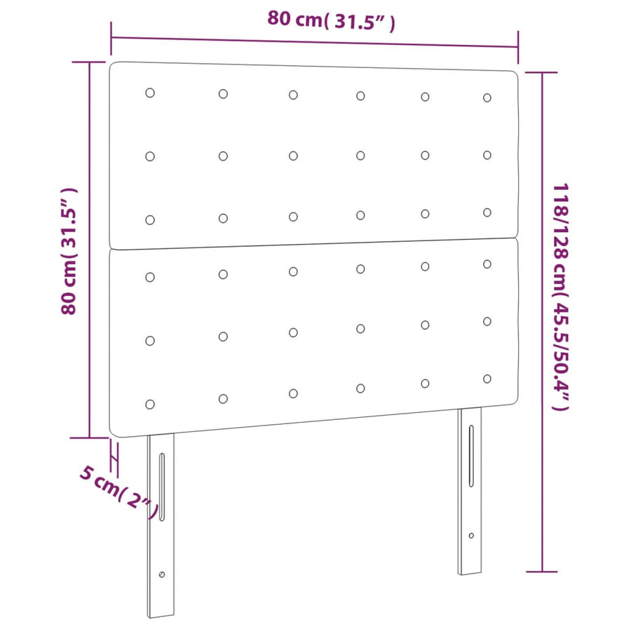 Headboard Black 80x5x118/128 cm Velvet