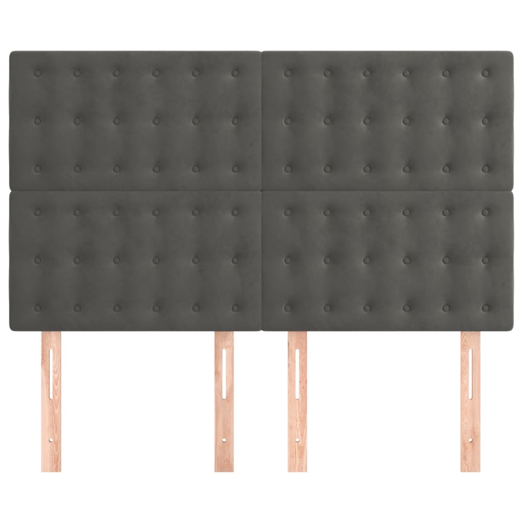 Headboards 4 pcs Dark Grey 72 cm Velvet