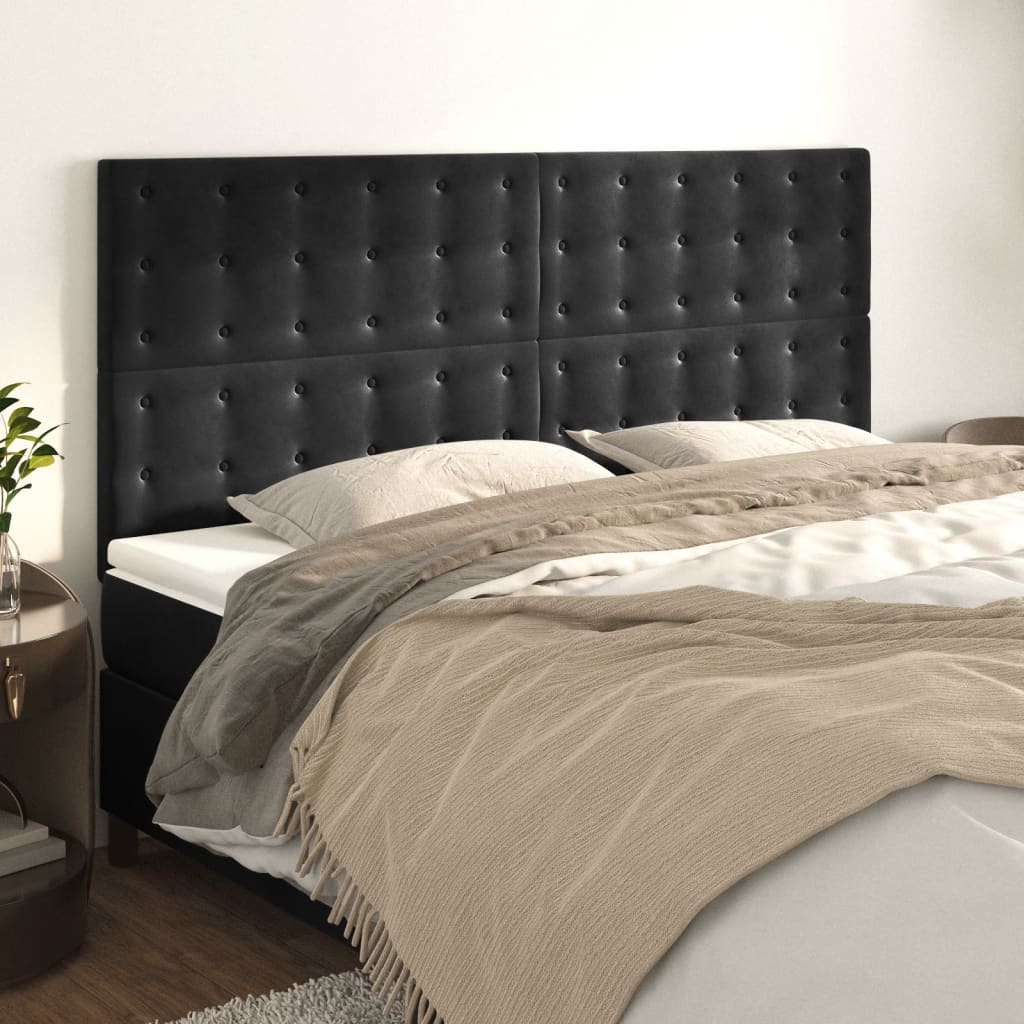 Headboards 4 pcs Black 80 cm Velvet