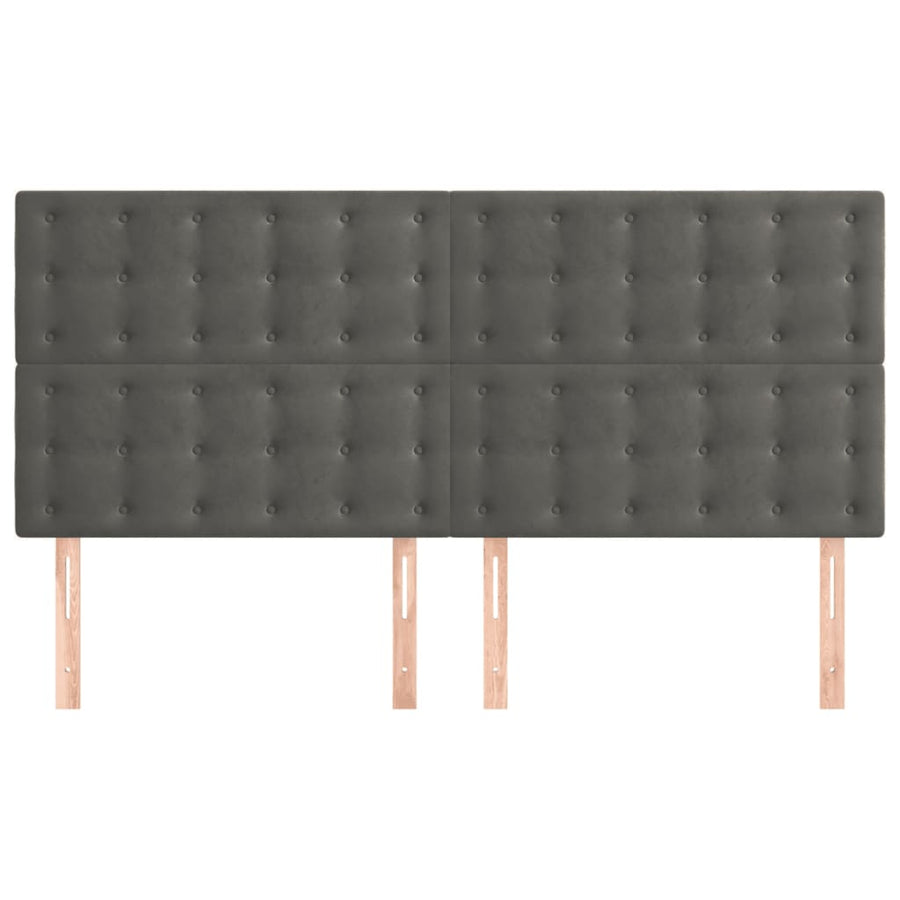 Headboards 4 pcs Dark Grey 100 cm Velvet