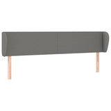 Headboard with Ears Dark Grey 203 cm Fabric - Front View