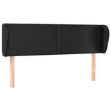 Headboard with Ears Black 147 cm Faux Leather - Front View