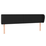 Headboard with Ears Black 163 cm Faux Leather - Front View