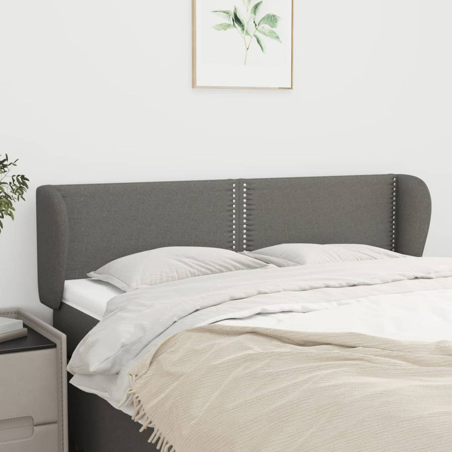 Headboard with Ears Dark Grey 147 cm Fabric