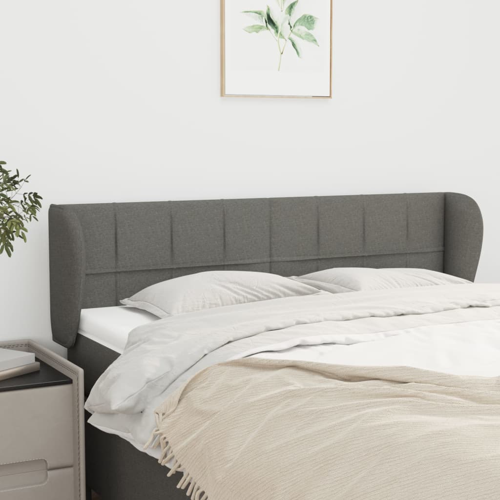 Headboard with Ears Dark Grey 147 cm Fabric