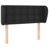 Headboard with Ears Black 103 cm Faux Leather - Front View