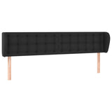 Headboard with Ears Black 203 cm Faux Leather - Front View