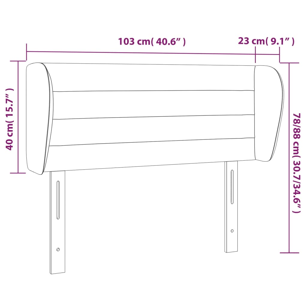 Headboard with Ears Dark Grey 103 cm Fabric