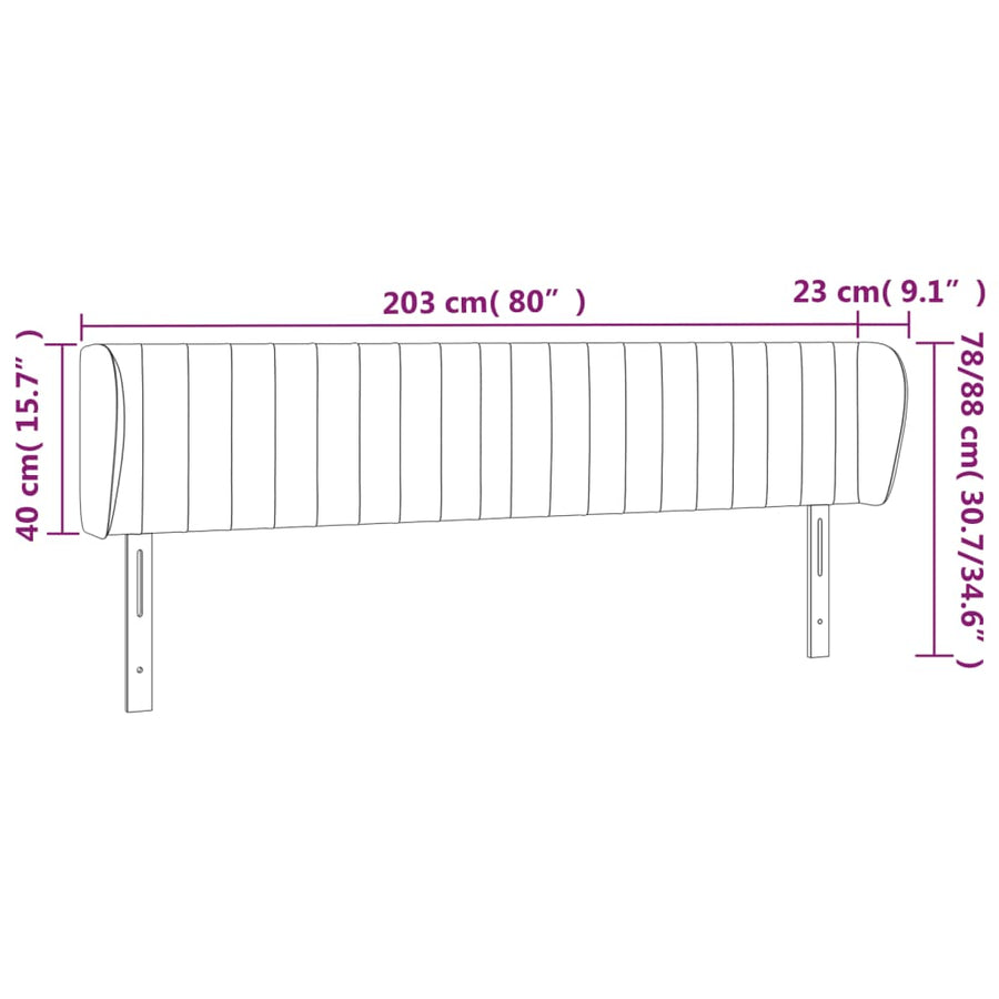 Headboard with Ears Dark Grey 203 cm Fabric