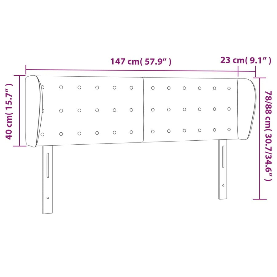 Headboard with Ears Dark Grey 147 cm Fabric
