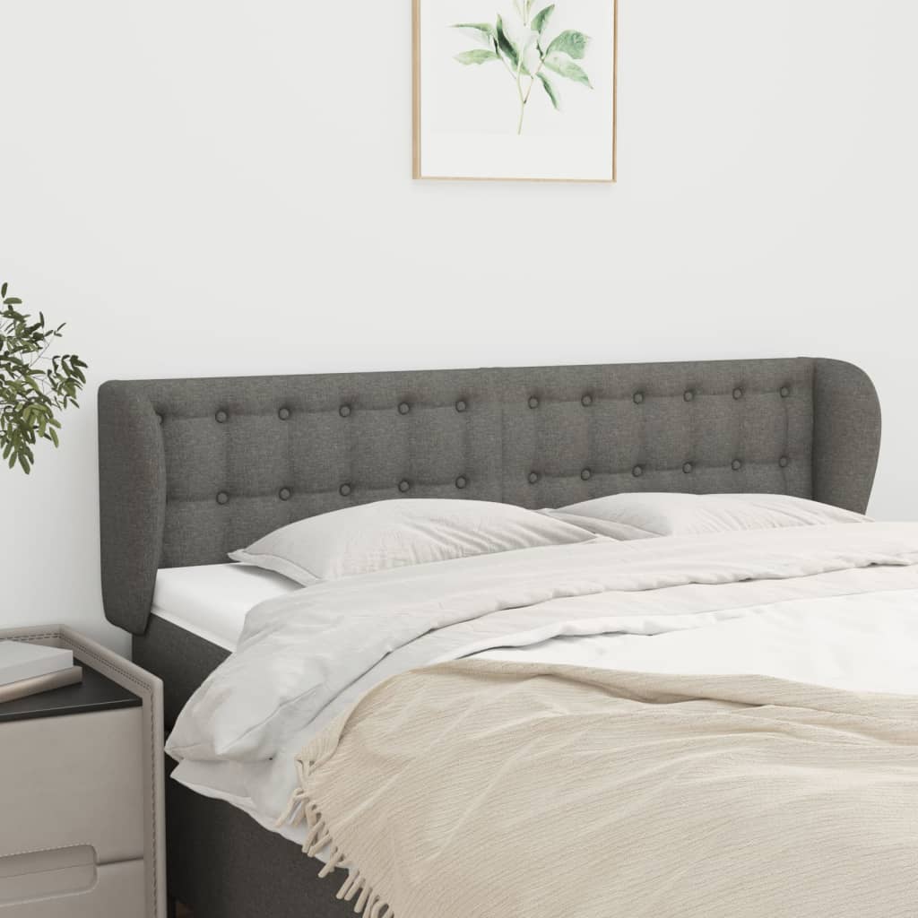 Headboard with Ears Dark Grey 147 cm Fabric