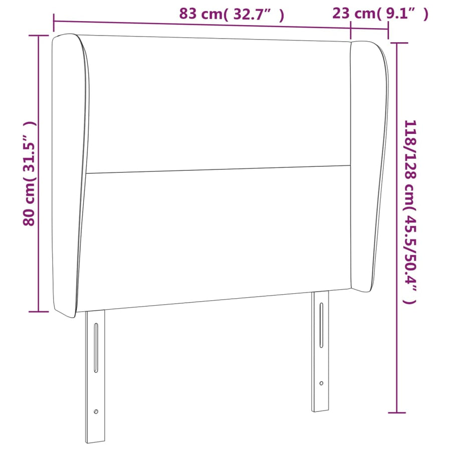 Headboard with Ears Dark Grey 83 cm Fabric