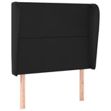 Headboard with Ears Black 103 cm Faux Leather - Front View