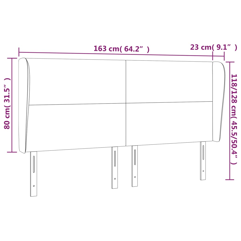 Headboard with Ears Black 163 cm Faux Leather