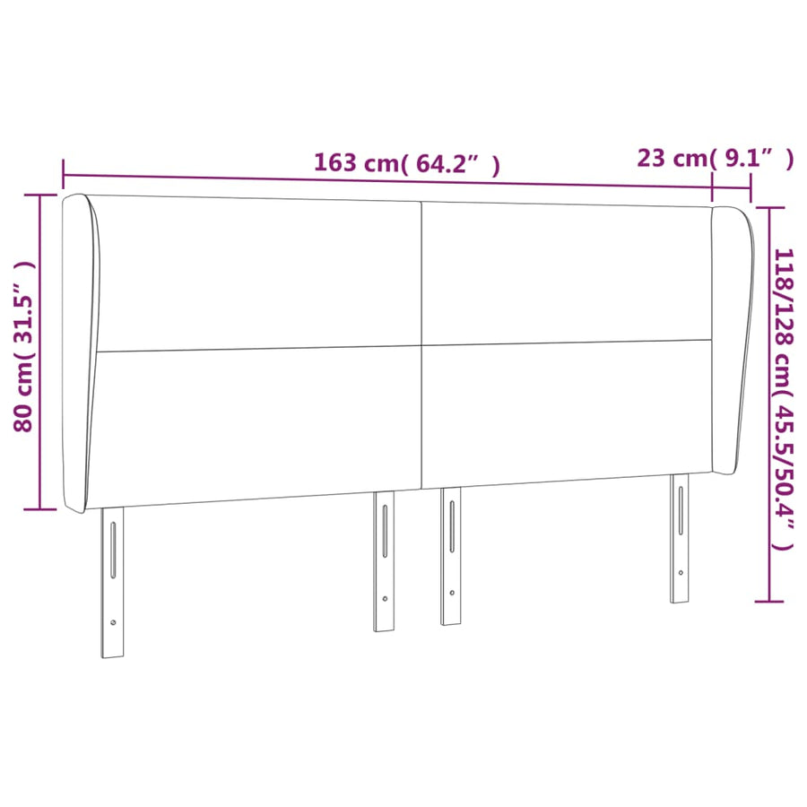Headboard with Ears Black 163 cm Faux Leather