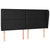 Headboard with Ears Black 203 cm Faux Leather - Front View