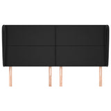 Headboard with Ears Black 203 cm Faux Leather - Side View