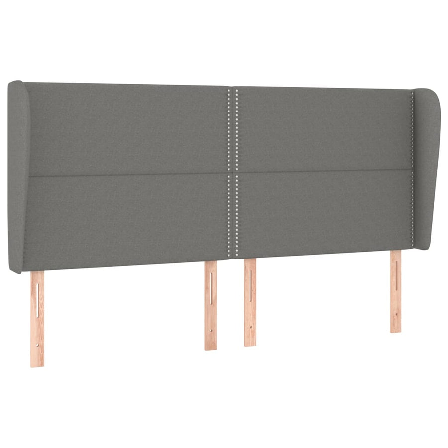 Headboard with Ears Dark Grey 163 cm Fabric