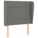 Headboard with Ears Dark Grey 103 cm Fabric - Front View