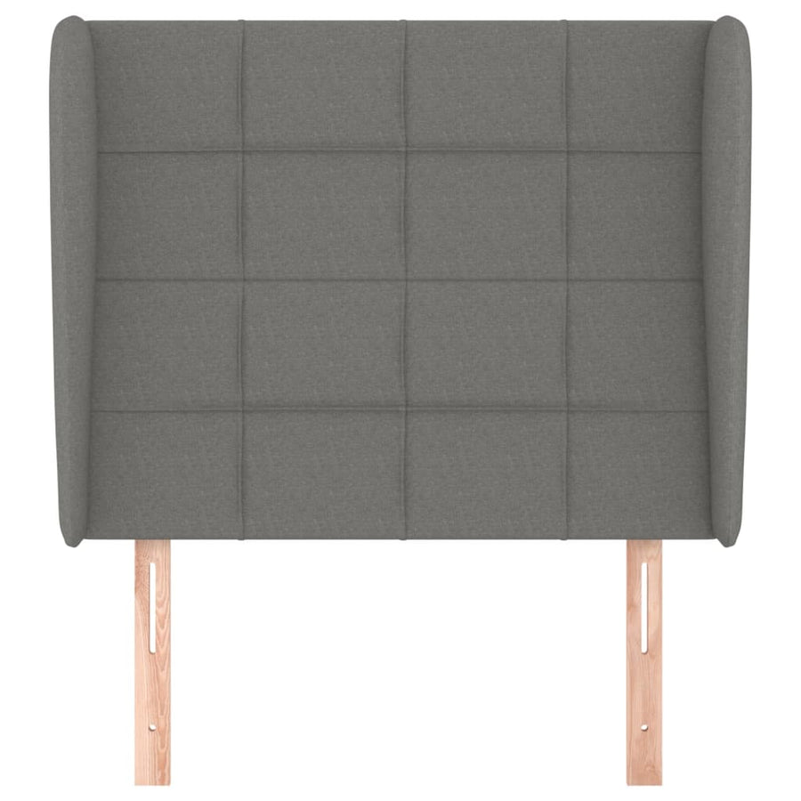 Headboard with Ears Dark Grey 103 cm Fabric