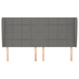 Headboard with Ears Dark Grey 163x23x118/128 cm Fabric - Side View