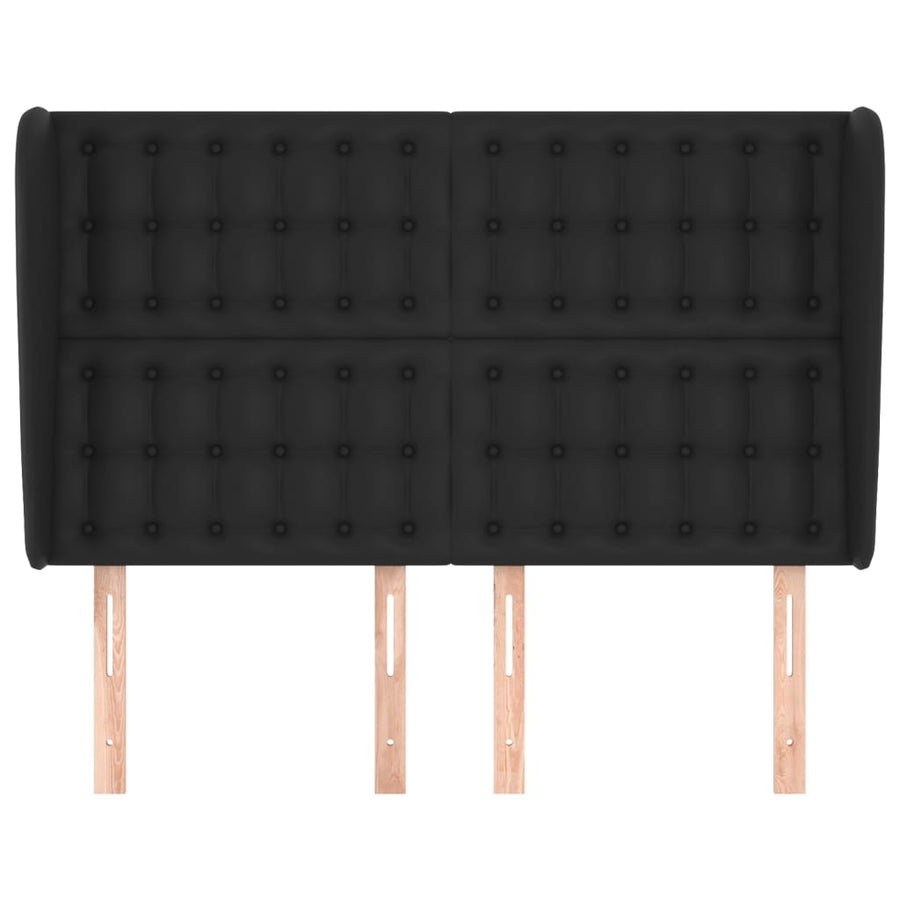 Headboard with Ears Black 147 cm Faux Leather