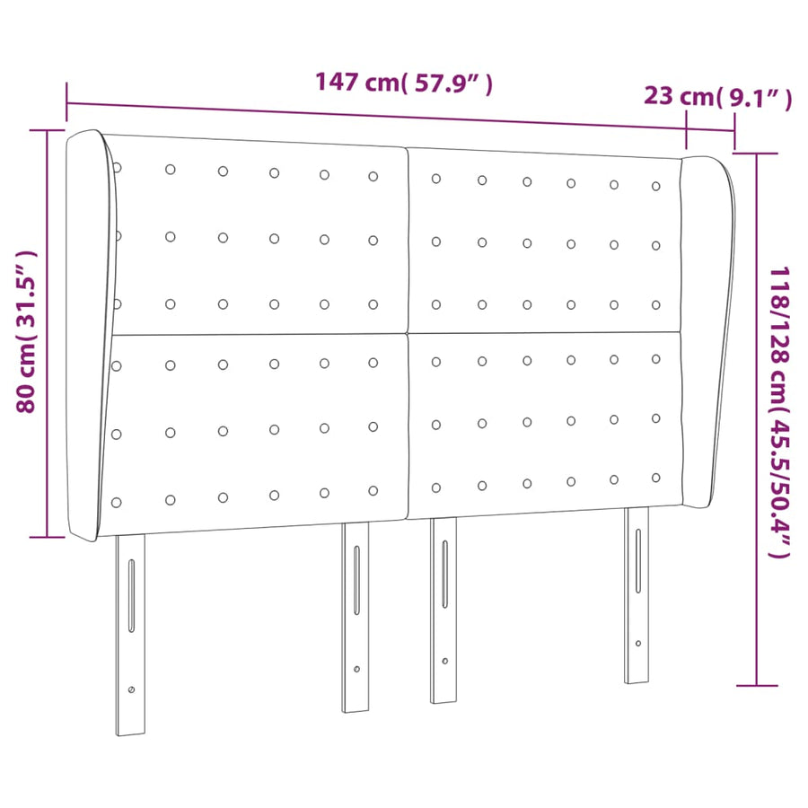 Headboard with Ears Black 147 cm Faux Leather