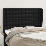 Headboard with Ears Black 147 cm Faux Leather