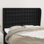 Headboard with Ears Black 147 cm Faux Leather